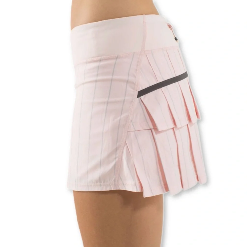 EUC lululemon athletica Light Pink Pleated Tennis Skort with Gray Stripe - Picture 3 of 11